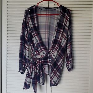 Zara plaid pearl shirt size S